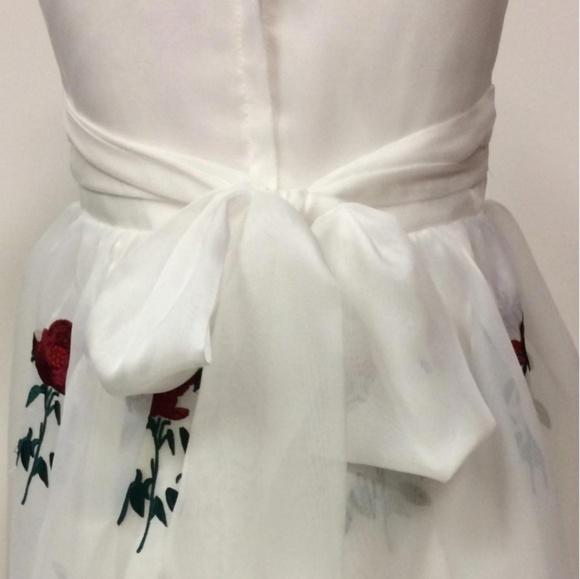 Tatyana Lil Bella Vintage FitnFlare Taffeta Dress w Red Embroidered Roses - Picture 5 of 5